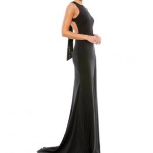 MAC DUGGAL 26262I EXPOSED BACK SEQUIN BOW BLACK GOWN sz 2